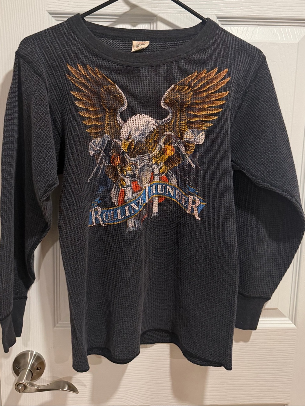 🔥VINTAGE 90s HARLEY DAVIDSON Thermal Shirt with Eagle and Motorcycle Design🔥